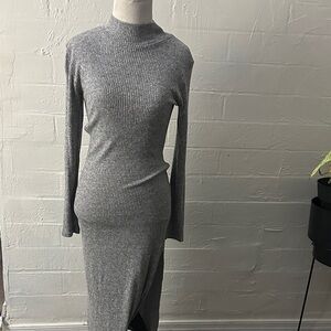 Fashion Nova Gray Long Sleeve Dress